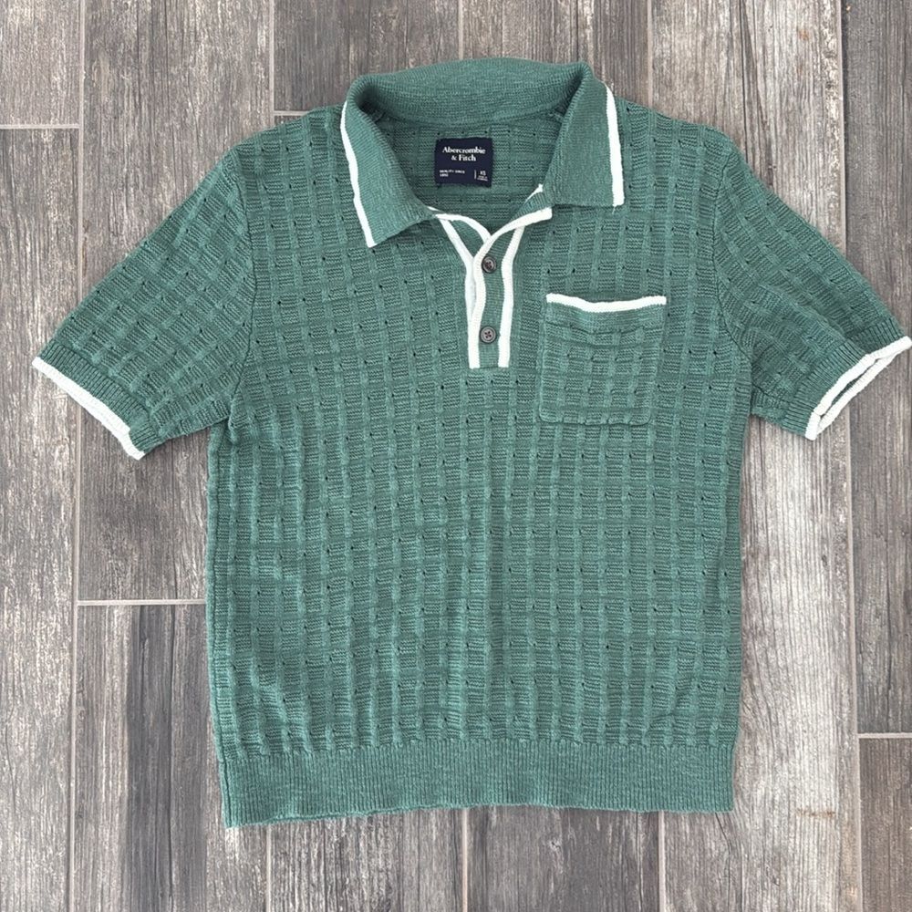 Abercrombie Green Textured Polo Knit Top – XS - Picture 7 of 8